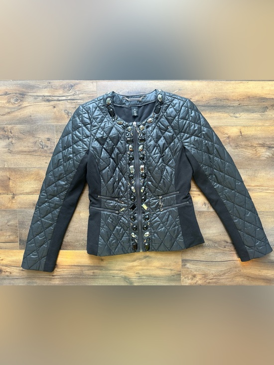 White House Black Market Jackets & Blazers - White House Black Market Embellished Quilted Jacket XS Glam Moto Zip